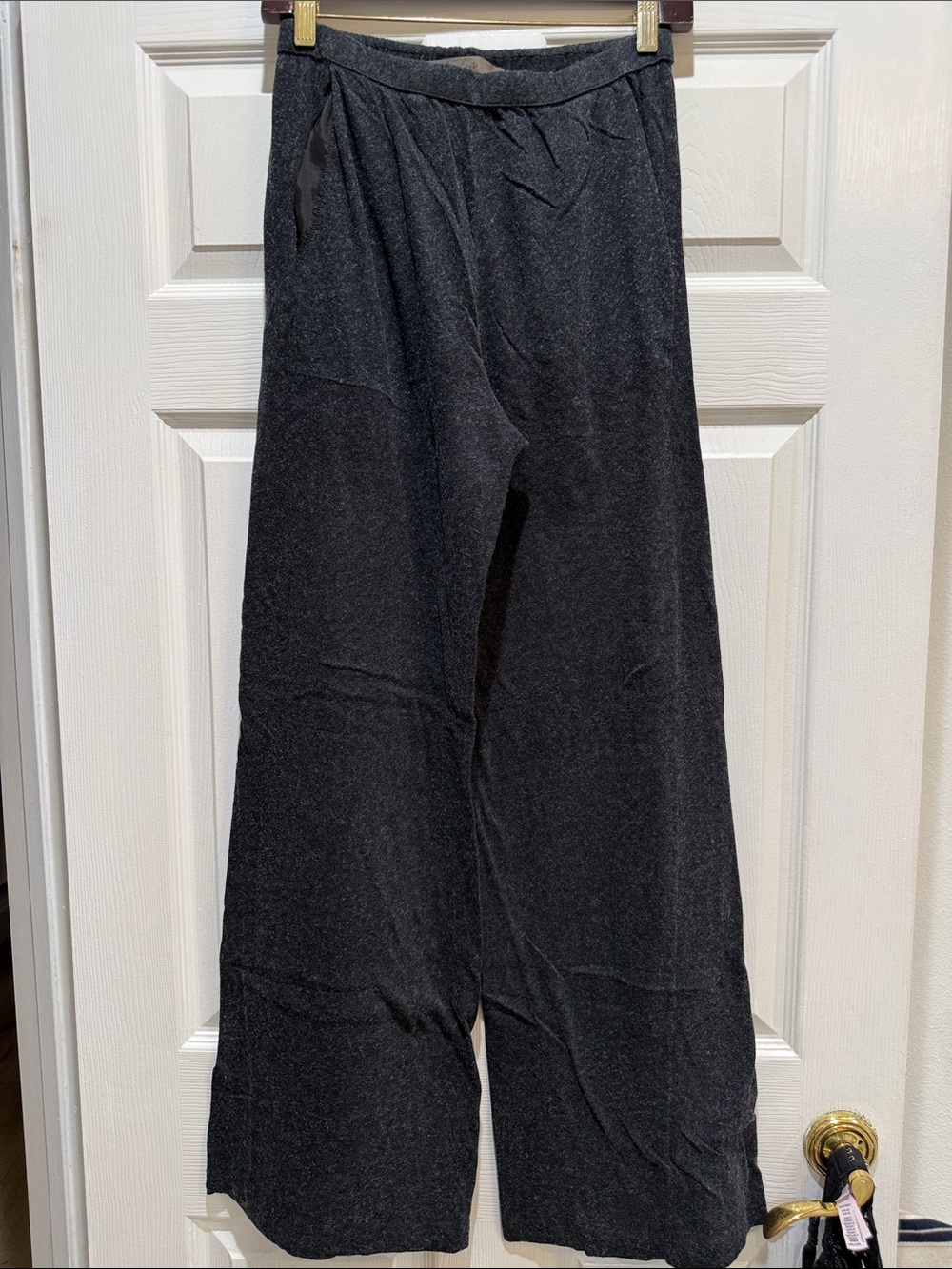 Enza Costa Charcoal Wide-Leg Knit Pants